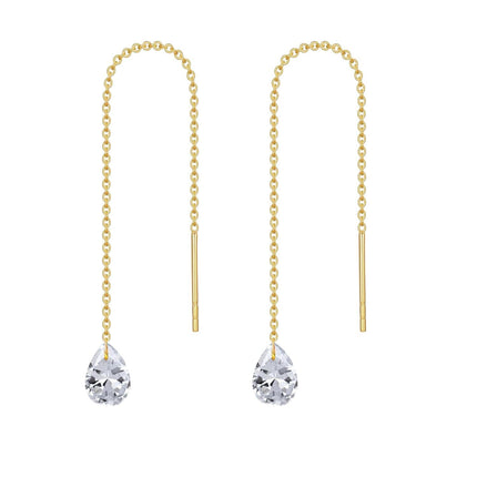14K Solid Gold Birthstone Threader Earrings for Women Dangle Drop Jewelry Gifts