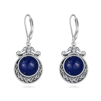 925 Sterling Silver Peridot Pink Opal Larimar Black Onyx Lapis Lazuli Filigree Teardrop Earrings