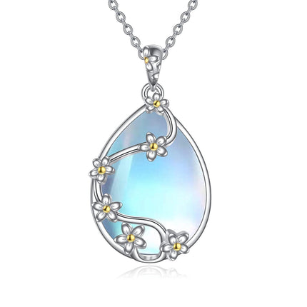 925 Sterling Silver Filigree Teardrop Pendant Necklace for Women