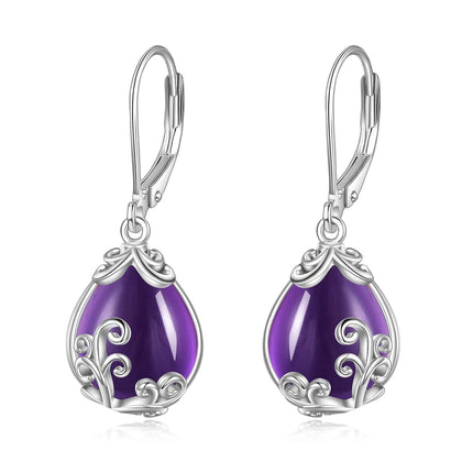 925 Sterling Silver Blue Opalite Drop Earring Leverbacks for Women