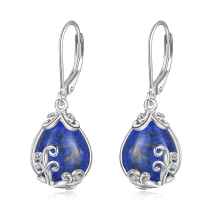 925 Sterling Silver Blue Opalite Drop Earring Leverbacks for Women