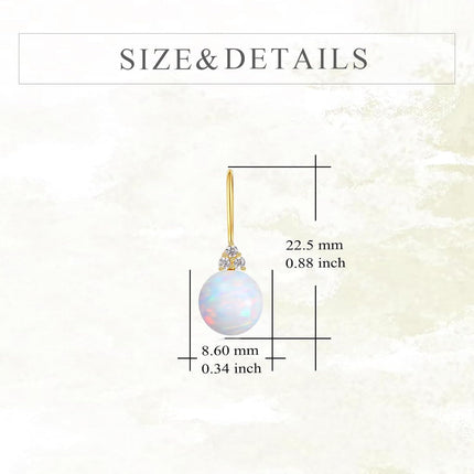 14K Gold Opal and Diamond Dangle Drop Earrings for Women