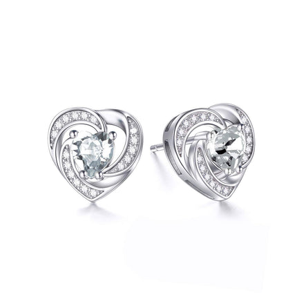925 Sterling Silver Birthstone Heart Stud Earrings Jewelry Gifts for Women