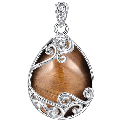 925 Sterling Silver Filigree Teardrop Pendant Necklace for Women
