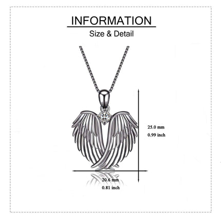925 Sterling Silver Birthstone Angel Wings Pendant Necklace