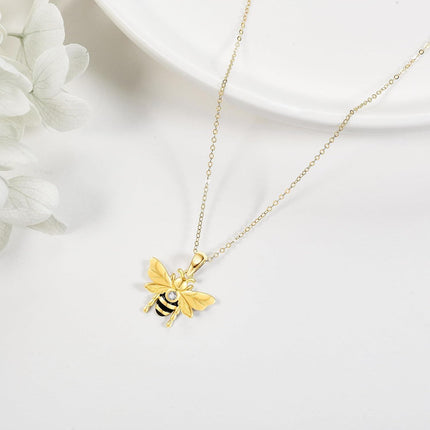 14K Gold Black Onyx Wave Turtle Pendant Necklace for Women Girls