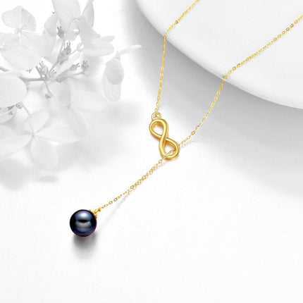 14K Gold Heart Pendant with Cubic Zirconia Lariat Necklace for Women's s