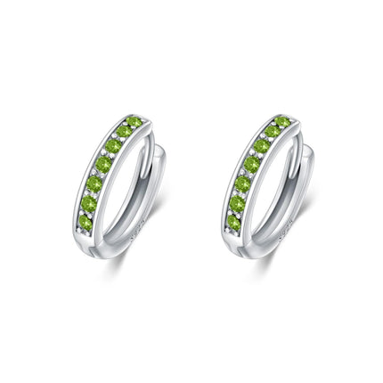 925 Sterling Silver 925 Sterling Silver Cubic Zirconia Austrian Crystals Birthstone Huggie Hoop Earrings