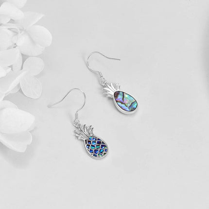 925 Sterling Silver Abalone Shell Pineapple Drop Earrings Yoga Jewelry