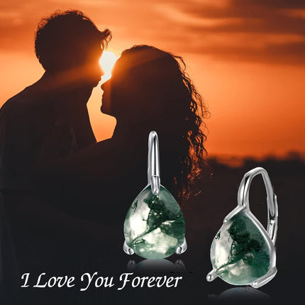 925 Sterling Silver Purple Jade Leverback Earrings Gemstone s for Women
