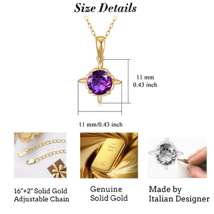 14K Gold Sapphire Birthstone Necklace - September Royal Blue Gemstone Pendant for Love & Protection, 16 Adjustable Chain, Gift Box