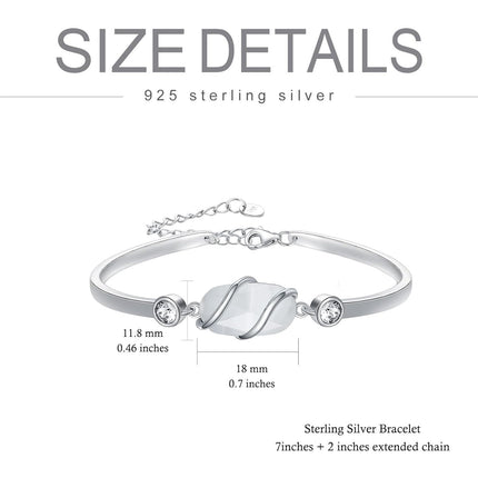 925 Sterling Silver Green Malachite Stone Bangle Bracelet for Women Gifts