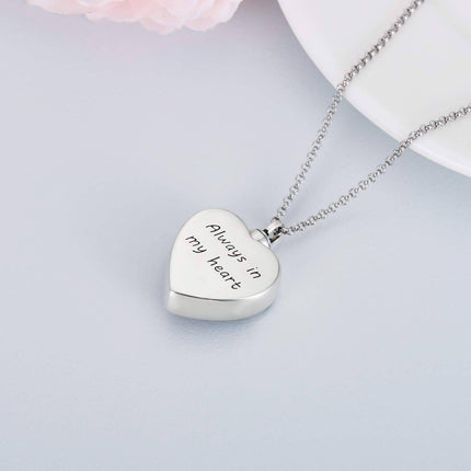 925 Sterling Silver Purple Amethyst Heart Cremation Urn Pendant Necklace with Funnel and Fill Tool - Memorial Keepsake Jewelry