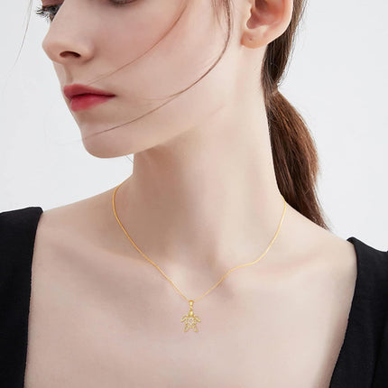 14K Gold Sea Turtle Charm Pendant Necklace for Women