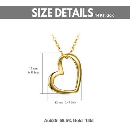 14K Gold Hollow Heart Pendant Chain Necklace for Women Gifts