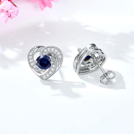 925 Sterling Silver Birthstone Heart Stud Earrings Jewelry Gifts for Women