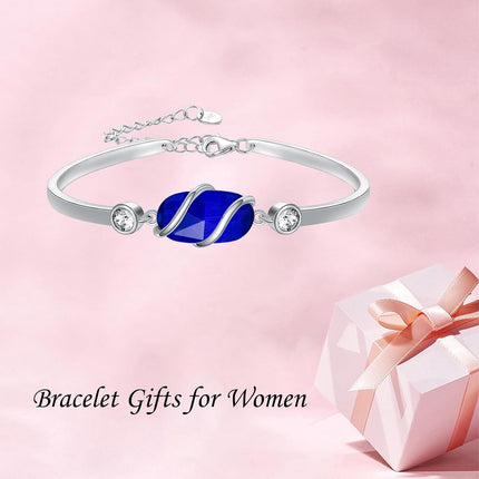 925 Sterling Silver Green Malachite Stone Bangle Bracelet for Women Gifts