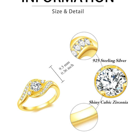 14K Gold Plated 925 Sterling Silver 5mm Round Cubic Zirconia Women s Rings