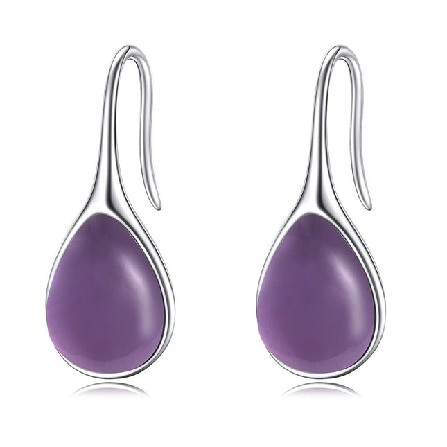 925 Sterling Silver Turquoise Teardrop Threader Earrings for Women - Long Dangle Pierced Jewelry