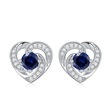 925 Sterling Silver Birthstone Heart Stud Earrings Jewelry Gifts for Women