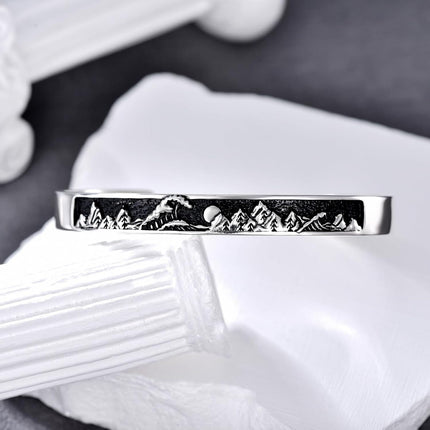 925 Sterling Silver Mountain Scene Bracelet for Men