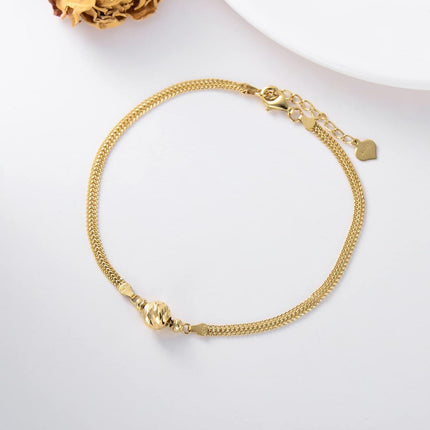 18K Gold Italian Mesh Link Chain Heart Charm Bracelet for Women Anniversary Gift