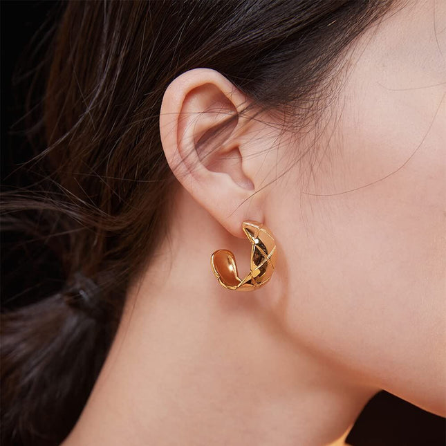 Gold Metal Lightweight Geometric Hoop Earrings for Women Gifts Jewelry 42mm Diameter