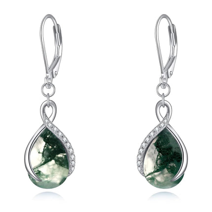 925 Sterling Silver Opal Pear-Shaped Drop Earrings with Leverback Hooks for Women Gift Ideas