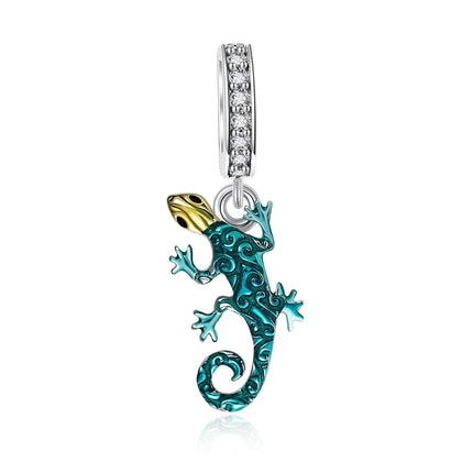 925 Sterling Silver Blue Enamel Gecko Charm Pendant for Bracelets Necklaces s Women Girls Kids