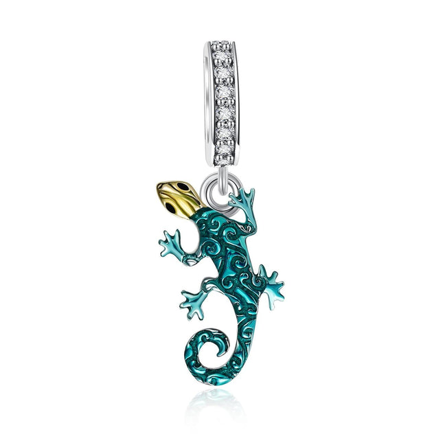 925 Sterling Silver Blue Enamel Gecko Charm Pendant for Bracelets Necklaces s Women Girls Kids