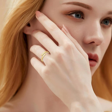 14K Gold Just Breathe Inspirational Adjustable Ring - Birthday Gift for Women
