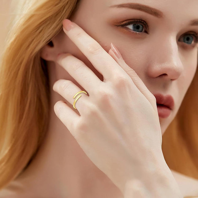 14K Gold Just Breathe Inspirational Adjustable Ring - Birthday Gift for Women