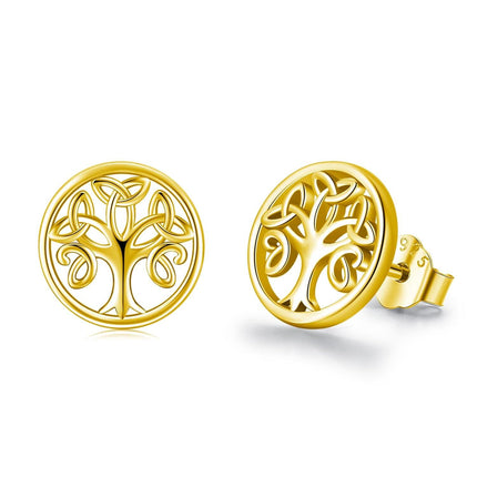 925 Sterling Silver Tree of Life Celtic Stud Earrings - Holiday Gift for Women