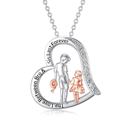 Sterling Silver Heart Necklace Sisters Gift for Friendship Birthday Christmas