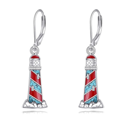 925 Sterling Silver Lighthouse Earrings for Women Girls Ocean Theme Summer s