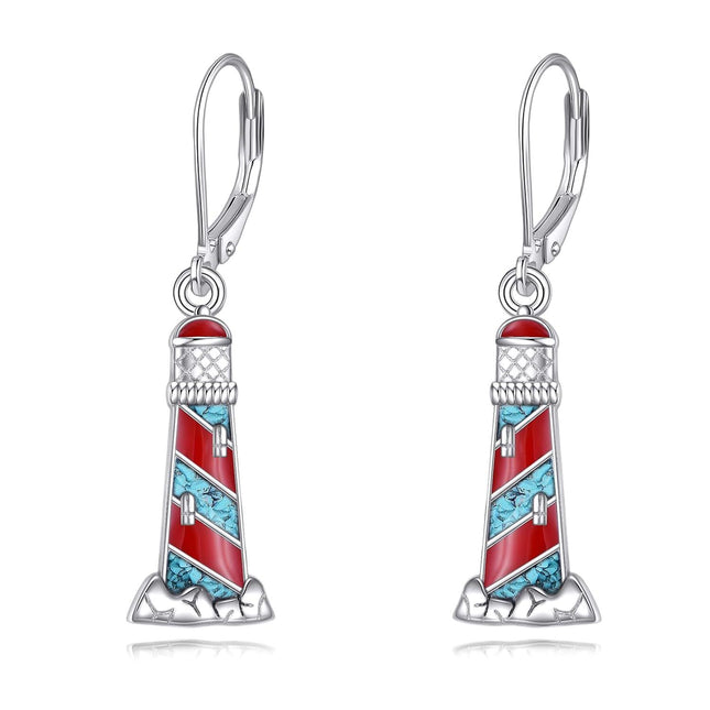 925 Sterling Silver Lighthouse Earrings for Women Girls Ocean Theme Summer s