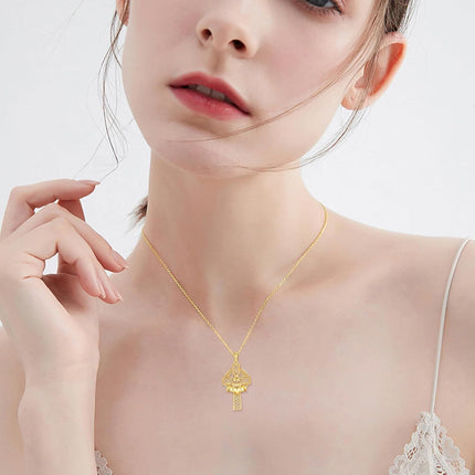 14K Gold Claddagh Celtic Knot Cross Pendant Necklace Religious s for Men & Women