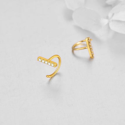 Gold 14k Diamond Studs Minimalist Bar Drop Earring Set Elegant Gift for Her
