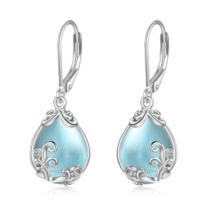 925 Sterling Silver Blue Opalite Drop Earring Leverbacks for Women