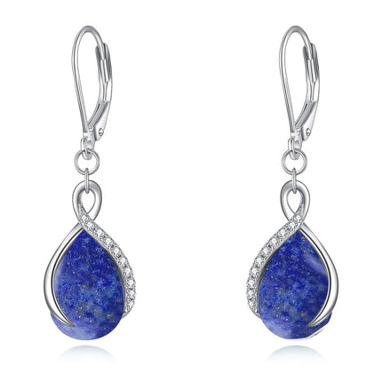 925 Sterling Silver Opal Pear-Shaped Drop Earrings with Leverback Hooks for Women Gift Ideas