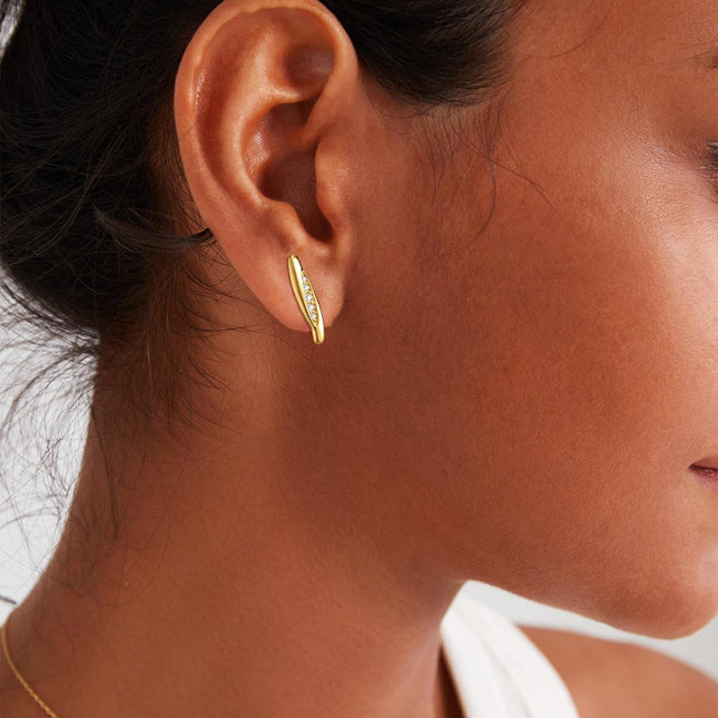 14K Gold Moissanite Bar Stud Earrings for Women - Minimalist s for Mom Girlfriend & Daughter