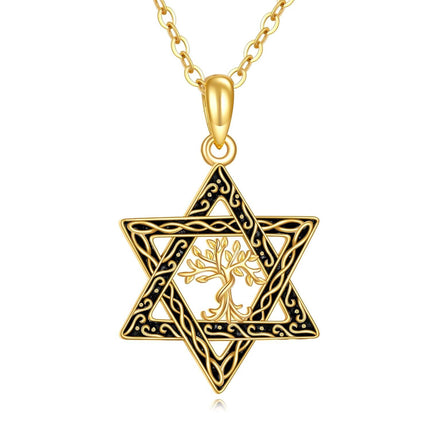 14K Gold Cross in Star of David Pendant Necklace Judaica s for Men & Women