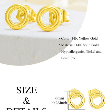 14K Gold Round Star Teardrop Love Knot Stud Earrings for Women Valentines Day Gift