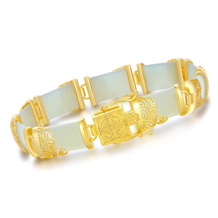925 Sterling Silver 925 Green Jade Bracelet with Intricate Design Elements - Fashionable and Elegant Jewelry Accessory