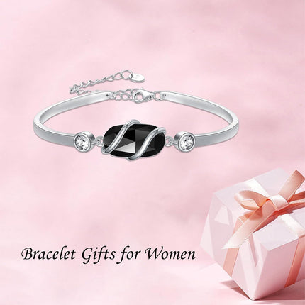 925 Sterling Silver Green Malachite Stone Bangle Bracelet for Women Gifts
