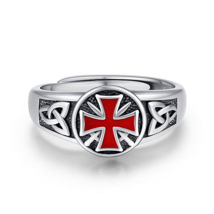 925 Sterling Silver Eye of Horus Ankh Thor Hammer Knights Templar Adjustable Ring Amulet