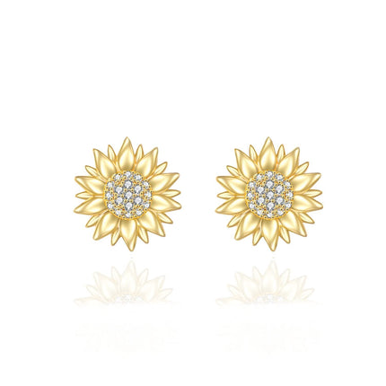 14K Gold Diamond Sunflower Pendant Necklace for Women - You Are My Sunshine Gift Idea