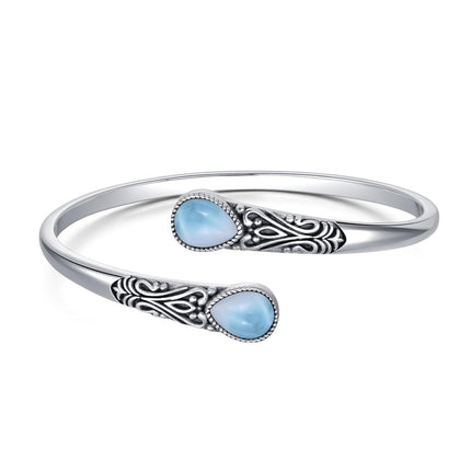 925 Sterling Silver Black Onyx Gemstone Adjustable Bohemian Cuff Bracelet