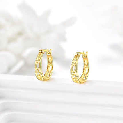 14K Gold Small Huggie Filigree Hoop Earrings for Women - Birthday Gift Ideas