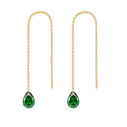 14K Solid Gold Birthstone Threader Earrings for Women Dangle Drop Jewelry Gifts